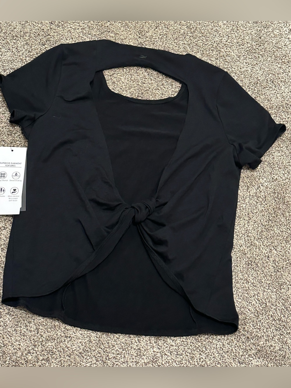 Glyder Black Twist-Front Short Sleeve Top